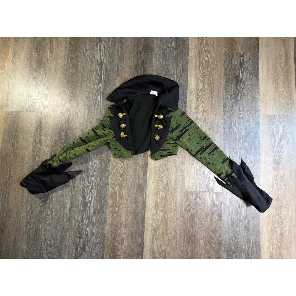 Spirit Halloween Shrug Jacket Womens Medium Green Distressed Pirate Cosplay